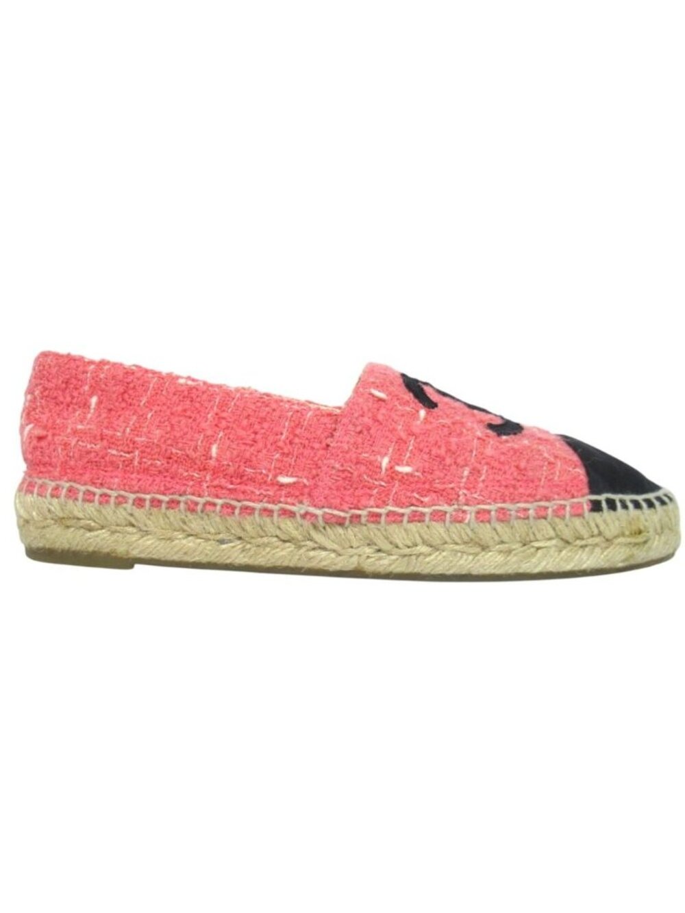 Chanel CC Logo Tweed Espadrilles Shoes Pink Black - Picture 2 of 10